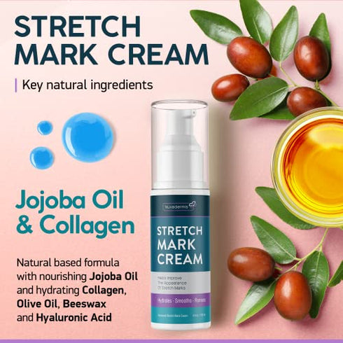 Stretch Mark Cream - Prevention & Remover of StretchMarks - Maternity & Pregnancy Skin Care - Collagen, Jojoba & Olive Oil, Allantoin - Belly Lotion for Pregnant Women - Hydrates,Smoothes,Renews 4 oz