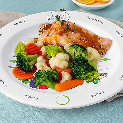 Bariatric Melamine Portion Control Plate 8” For Weight Loss After Surgery. Bariatric Surgery Must Haves For Gastric Sleeve, Bypass Or Band With Protein, Carbs And Vegetables