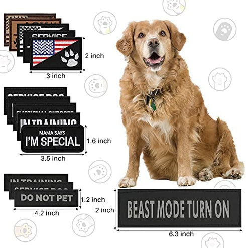 14 PCS Service Dog Patches Reflective Service Dog Vest Patches with Velcro Tactical Hook Loop Harness Patch Set for in Training Dog,Large Dog