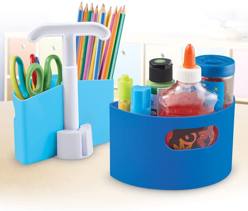 Learning Resources Create-a-Space Storage Mini Center - Blue, Classroom Craft Keeper, Maker Space, Small Space Storage, Teacher Organizer, Home School Accessories, 4 Piece Set