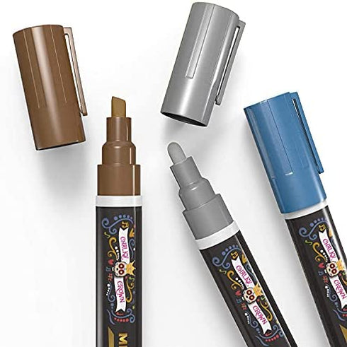 Metallic Liquid Chalk Markers - Dry Erase Marker Pens - Chalk Markers for Chalkboards, Signs, Windows, Blackboard, Glass - Reversible Tip (8 Pack) - 24 Chalkboard Labels Included (Metallic, 6mm)