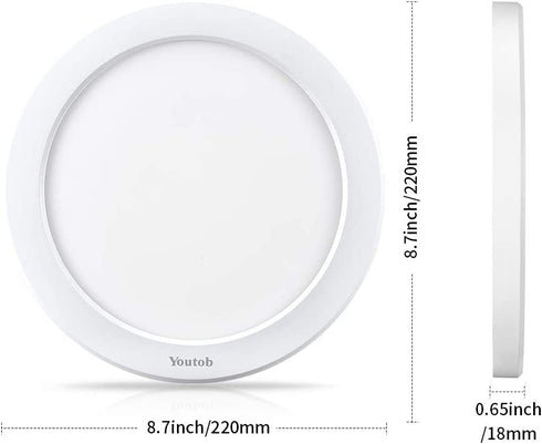 Youtob LED Ceiling Light Flush Mount with Adjustable 3 Colors, 15W 1500lm Round Lighting Fixture for Kitchens, Closets, Hallways, Stairwells, Bedrooms(3000k/4000k/5000k Available) (White)
