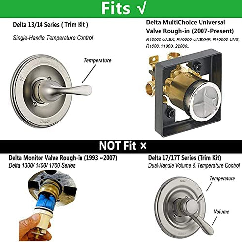 RP46074 Universal Valve Cartridge Assembly,13/14 Series White, Multi-Choice For Delta Monitor Shower Parts Faucet Tub Replacement Single-Handle Control MulitChioce Valve Cartridge Repair Kit