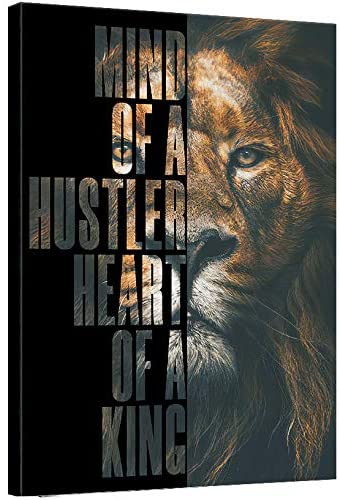 Poster Print Lion Head Mindset Motivational Inspirational Wall Art Canvas Print Frame Picture Painting for Office Hallway Home Bedroom Decor -12"x16"