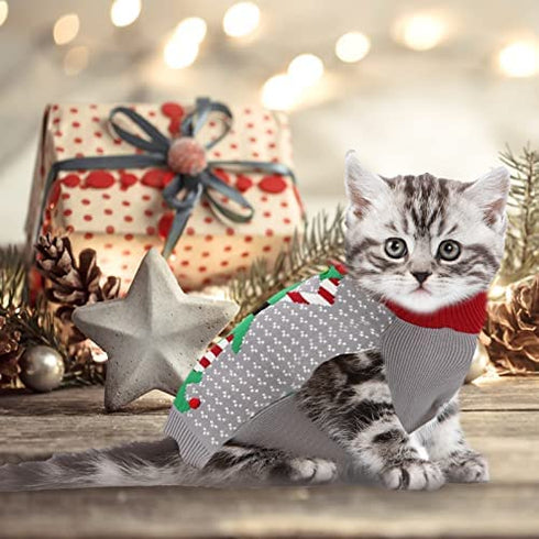 DOGGYZSTYLE Dog Cat Ugly Christmas Sweater Boy Girl Xmas Pet Clothes Holiday Puppy Costume New Year Gifts for Small Medium Large Dogs Outfits (XXS, Grey Elf)