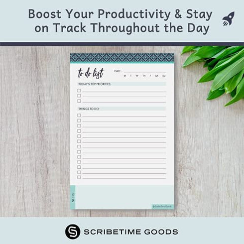 To Do List Notepad by ScribeTime Goods - Things To Do Notepad - Daily To Do List Planner - To Do Planner - Daily Planner Notepad - Made in the USA - Checklist Notepad - Task Pad - 6" x 9", 50 pages