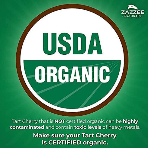 Zazzee USDA Organic Tart Cherry Extract, 120 Vegan Capsules, 3000 mg Strength, Potent 10:1 Extract, USDA Certified Organic, Non-GMO and All-Natural