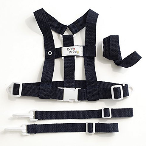 Baby Buddy Deluxe Safety Harness, Secures Babies 9 Months Old Through Toddler 4 Years Old, Keeps Child Safely at Your Side, Attaches to Stroller, Shopping Cart, or Booster Seat, Black, 4 Piece Set