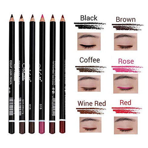 Eye Liner Pencil Set - 12 Assorted Colors Natural Matte Long Lasting Hypoallergenic Eyeliners Eye Makeup Soft Crayon Pencils (Black Gray Brown Plum Purple Lavender Pink etc)