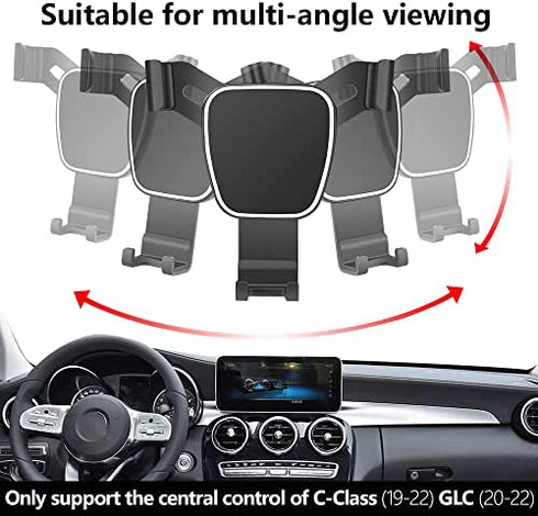 LUNQIN Car Phone Holder for Mercedes 2019-2021 Benz C Class c260 c200 c300 New GLC Class 2020-2021 GLC260 GLC300 Auto Accessories Navigation Bracket Interior Decoration Mobile Cell Phone Mount
