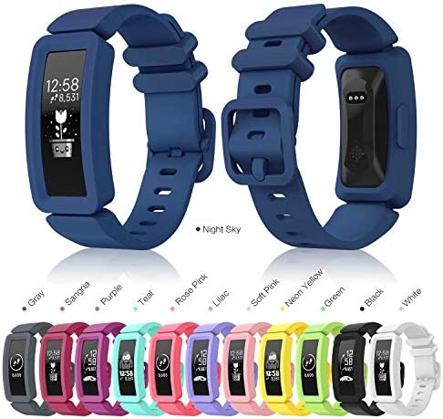 EEweca 3-Pack Bands Compatible with Fitbit Ace 2 Replacement Strap for Kids (White, Rose Pink, Soft Pink)