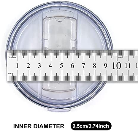 2 Replacement Lids for Stainless Steel Tumbler Travel Cup - Fits OF Inner diameter 3.7 to 3.74 INCH Yeti Rambler and others (Transparent) (30 OZ)