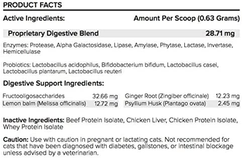 Dr. Bill’s Feline Digestive Support | Pet Supplements | Probiotics for Cats | Contains Ginger Root, Psyllium Husk, Lemon Balm, Bifidobacterium, and Fructooligosaccharides