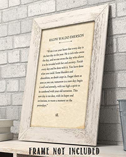 Ralph Waldo Emerson - Write It On Your Heart - 11x14 Unframed Typography Book Page Print - Great Motivational and Inspirational Gift and Decor Under $15