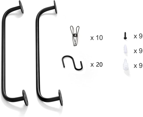 Mkono Hat Rack for Wall Baseball Cap Organizer Hanger with 20 Hooks Modern Metal Hat Holder Wall-Mounted Caps Display for Closet Door Bedroom Entryroom Laundry, Set of 2,Black