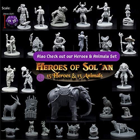 Wildspire 26 Animal Minis for DND Miniatures 28mm Unpainted Dungeons and Dragons Miniatures I for D&D Miniatures & DND Minis Fantasy RPG | for DND Figures & Tabletop Miniatures | Campaign Setting