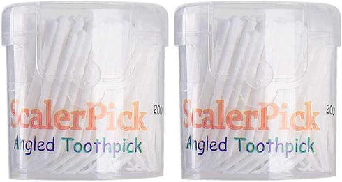 Angled toothpick Scalerpick White Plastic Household Teeth Cleaning Curved Hook 2 Bottle 400pieces
