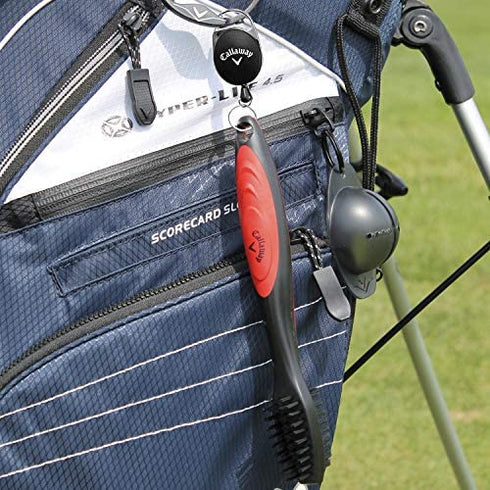 Callaway Premium Golf Club Brush for Golf Clubs and Golf Shoes with Retractable Cord