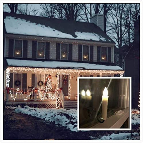 PChero Window Candles, 10 Packs Warm White Battery Operated Waterproof LED Flameless Taper Ivory Floating Candles with Remote Timer and Dimmable, Ideal for Home Indoor Outdoor Christmas Trees Decor