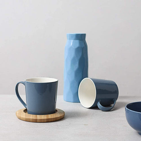 DOWAN Coffee Mugs Set, 18 OZ Large Coffee Mug Set of 6, Ceramic Mugs with Large Handle for Coffee Tea Cocoa, Dishwasher Safe, Chip-free, Lead-Free, Ideal Gift for Morning, Airy Blue