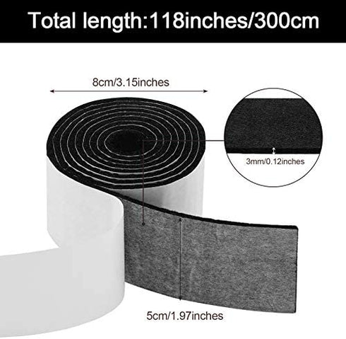 2 Packs Felt Furniture Pads Heavy Duty Felt Strip Roll with Adhesive Backing Adhesive Felt Tape for Protecting Hardwood Floors Chair Wall Protector(120 x 2 x 0.12 Inch,Dark Brown)