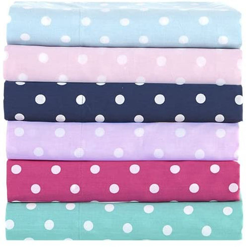 MI ZONE - MZ20-419 100% Cotton Percale Ultra Soft Sheet Set, Full, Purple Polka Dot