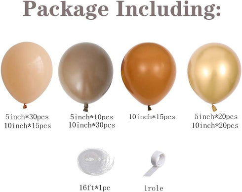 GIHOO Baby Shower Decoration 140Pcs Coffee Brown Balloon Arch Garland Kit Chrome Gold Latex Balloons for Bear Themed Birthday Neutral Wild One 1st Birthday Backdrop Party