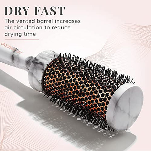 Round Brush for Blow Drying - Barrel Radial Blowout Hairbrush Marble & Rose Gold by Lily England