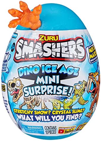 Smashers Dino Ice Age Triceratops by ZURU Mini Surprise Egg with Many Surprises! - Slime, Dinosaur Toy, Collectibles, Exclusive Dino, Smashable Egg, Toys for Boys and Kids (Triceratops)