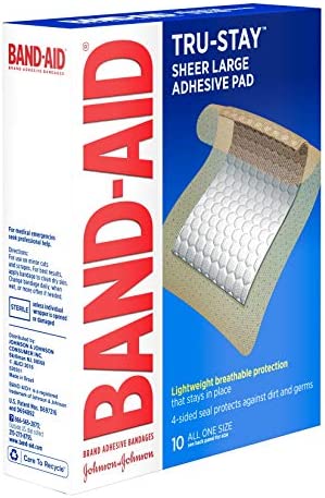 Band-Aid Brand Tru-Stay Adhesive Pads, Large Sterile Bandages for Wound Care, 10 Count