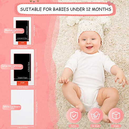 23 Piece Large and Medium Inkless Keepsake Ink Pad Kit Include 5 Clean Touch Ink Pads 10 Imprint Card and 8 Star Shaped Paper Clips Pet Paw Inkless Print Kit Great for Family Keepsake Newborn Registry