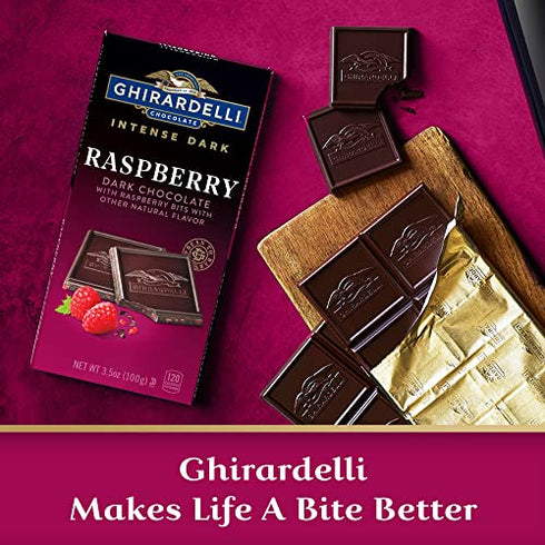 GHIRARDELLI Intense Dark Chocolate Bar, Raspberry, 3.5 Oz Bar