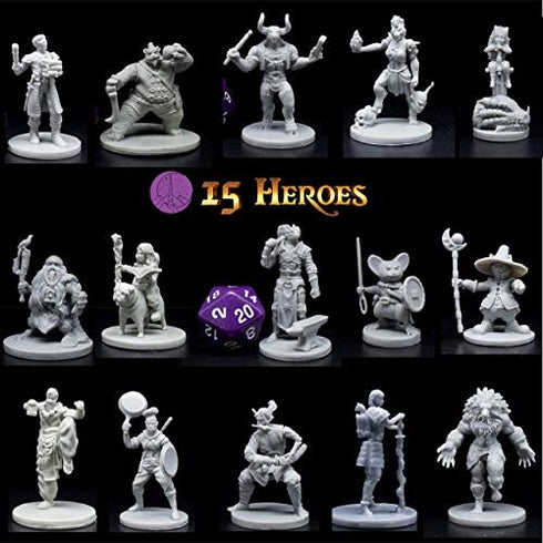 Wildspire Heroes, Animals & Troll for DND Miniatures 28mm Bulk Dungeons and Dragons Miniatures I D&D Miniatures DND Minis Fantasy Miniatures & D&D Figures Starter Set DND Accessories DND Gifts