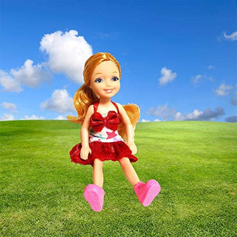 Mini Fashion Doll, 5 Inches Dress-Up Doll, with Small Accessories Aged 3+ (Beach Girl)