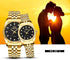 Couple Watches Classic Golden Stainless Steel Watch His and Hers Waterproof Quartz Watch