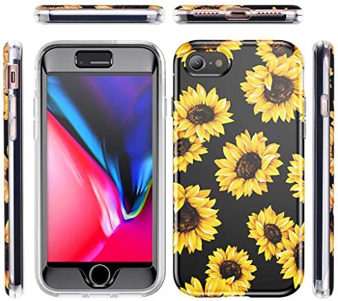GOLINK Full Body Shockproof Protective Case with Built-in Screen Protector for 4.7 inch iPhone 7 and iPhone 8(Sunflower)
