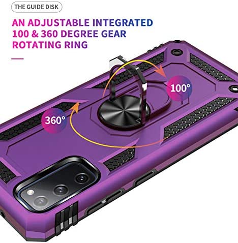 Samsung Galaxy S20 FE 5G case,PUSHIMEI Military Grade Heavy Duty Protection Phone Case Cover with Screen Protector Magnetic Ring Kickstand for Samsung Galaxy S20 FE (Fan Edition)(Purple Military Case)