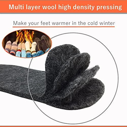 Wool Shoe Inserts - Warm Winter Insoles Natural Lambs Wool Mens Insoles,Felt Insoles for Men (Men's 14)