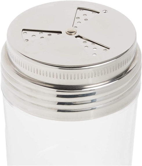 Norpro Shaker Cup Glass Adjustable Pizzeria Style Pepper/Salt/Cheese/Spice 5.25"