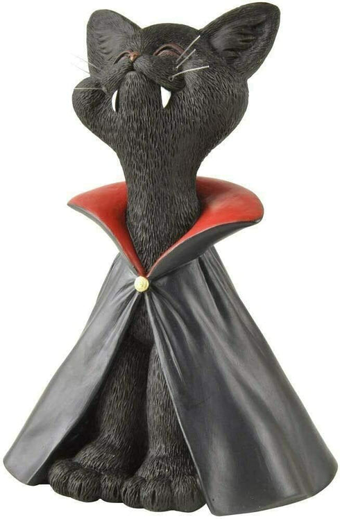 Whimsical Black Cat Vampire Dracula Figurine Cute Collectible - Happy Cat Collection - Halloween Decoration, Cat Lover Gifts for Women, Cute Cat Gifts, Cat Lover Gifts, Cat Desk Decoration