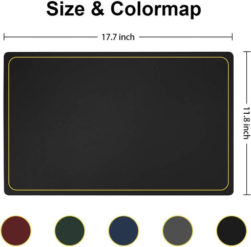 Black Faux Leather Placemats Set of 4, Waterproof Wipeable Washable Indoor Placemats for Dining Table Home Kitchen Dinner, Elegant Rectangle Placemats, Easy Clean Table Mats Set of 4 by WEHVKEI