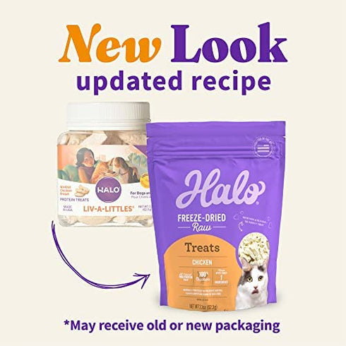 Halo Freeze Dried Raw Cat Treats, Chicken Recipe, Cat Treats Pouch, All Life Stages, 2.2-OZ Pouch