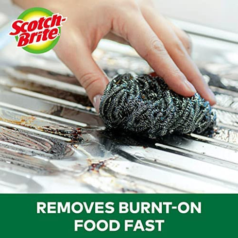 Scotch-Brite Stainless Steel Scrubber, Dish Scrubbers For Cleaning Kitchen And Household, Steel Scrubbers For Cleaning Dishes, 3 Scrubbers