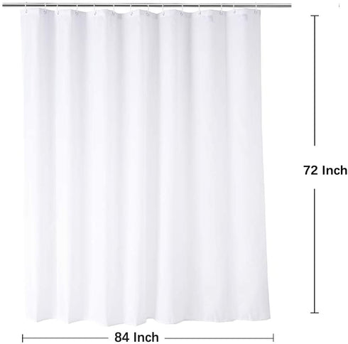 WellColor Extra Wide Shower Curtain Liner 84 x 72 Inch,Fabric Shower Curtain Liner for Bathroom Curtain,Hotel Quality,Water Repellent, White