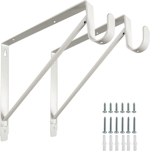 Kunzye 2 Pack of Heavy Duty Closet Shelf and Rod Bracket, White Closet Shelf Bracket with Rod Support Great for Both Shelf Storage and Closet Rod