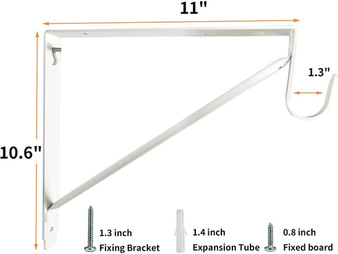Kunzye 2 Pack of Heavy Duty Closet Shelf and Rod Bracket, White Closet Shelf Bracket with Rod Support Great for Both Shelf Storage and Closet Rod