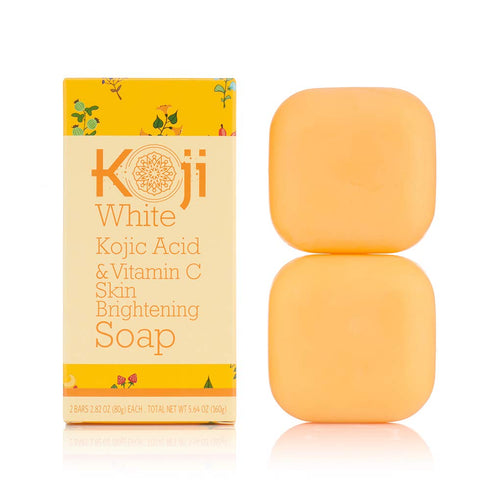 Koji White Kojic Acid & Vitamin C Brightening Soap for Face, Diminishes Dark Spots, Smooth And Soft Complexion, Paraben Free, Not Tested on Animals and Dermatologist Tested, 2.82 oz (2 Bars)