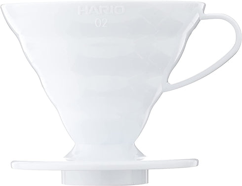 Hario V60 Paper Coffee Filters, Size 02, Natural, 100ct & V60 Plastic Coffee Dripper, Size 02, White