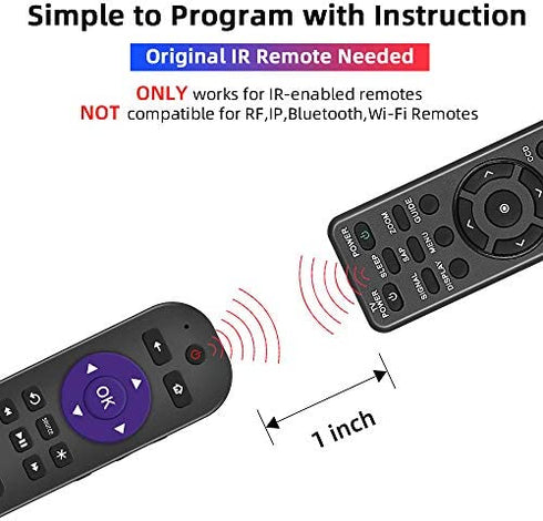 Gvirtue Universal Remote Control Fits for Roku Player 1 2 3 4 Premiere/+ Express/+ Ultra with 9 More Learning Keys Programmed to Control TV/Soundbar/Receiver