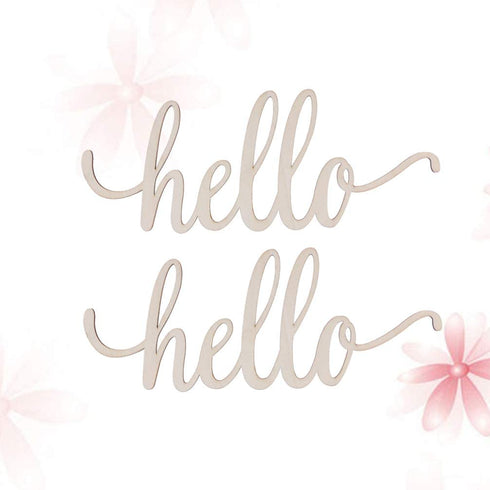 NUOBESTY Hello Wood Sign Home Wooden Letters DIY Block Words Sign Wooden Door Art Decoration,30.5x12.7x0.4cm,2pcs